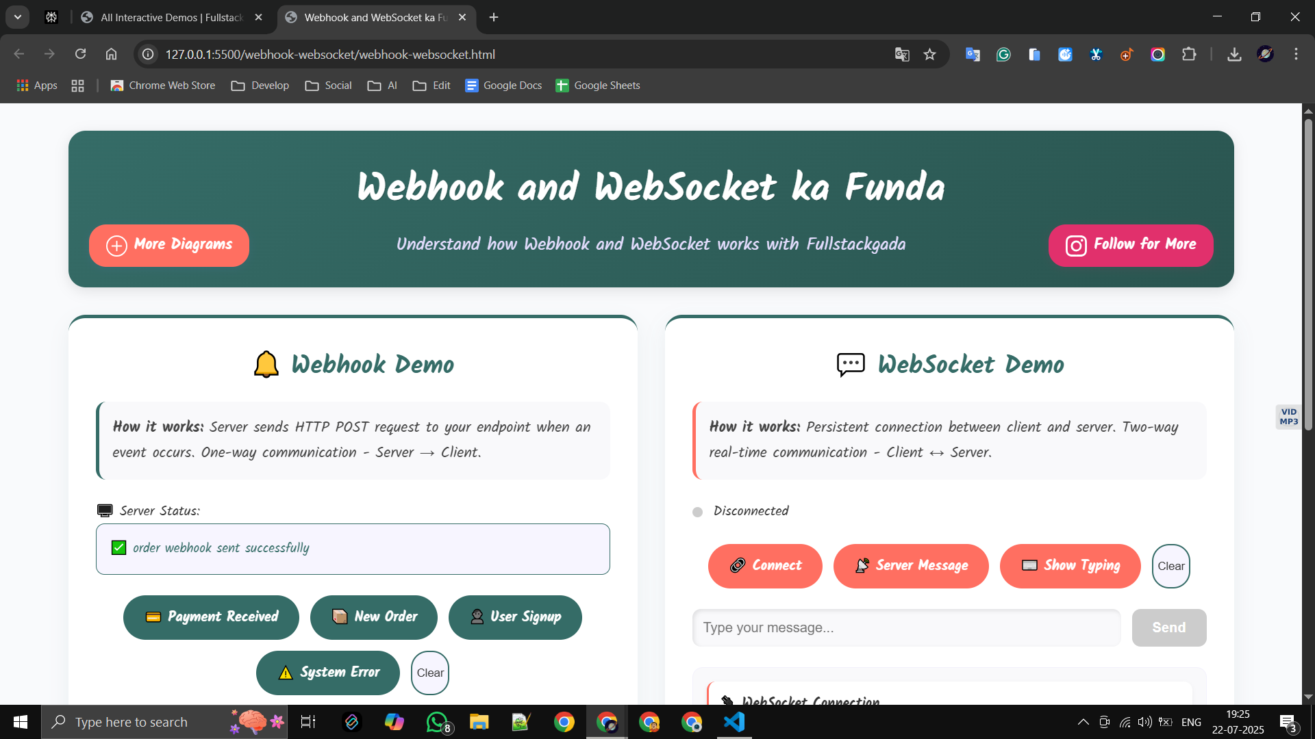 Webhook and Websocket Demo