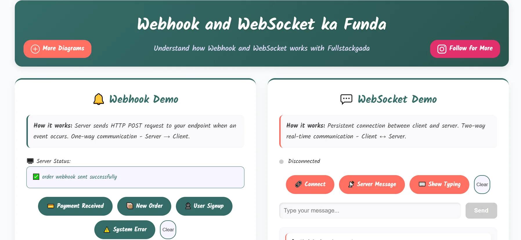 Webhook and Websocket Demo